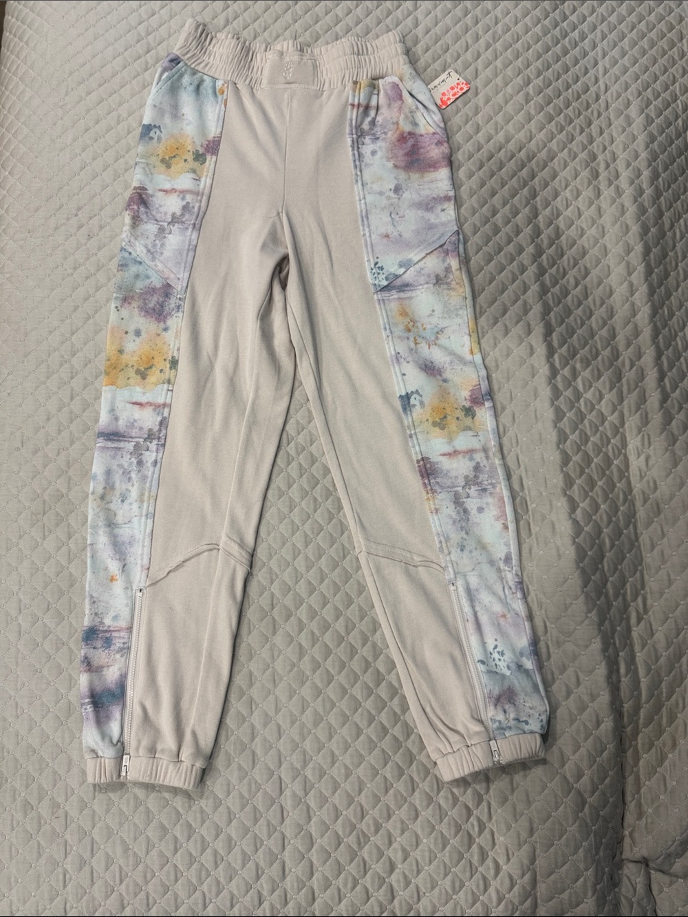 FP Movement by Free People Light Gray Joggers with Watercolor Side Panels